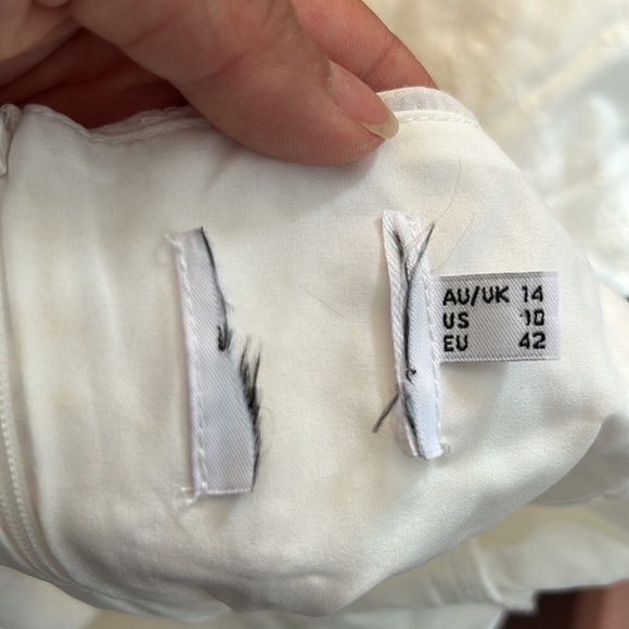 Princess Polly White Rose Eyelet Puff Sleeve Ruched Tie Bust Mini Dress - Picture 11 of 12